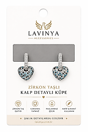 ZİRKON TAŞLI KALP DETAYLI KÜPE